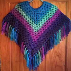 Vibrant Kids Crochet Poncho